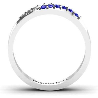Sterling Silver Ridge Accent Diagonal Peak Women's Ring - Name My Jewellery