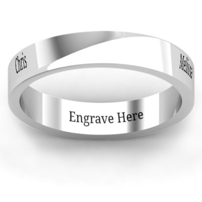 Sterling Silver Ridge Diagonal Peak Women's Ring - Name My Jewellery