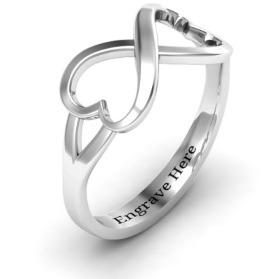 Sterling Silver Simple Double Heart Infinity Ring - Name My Jewellery