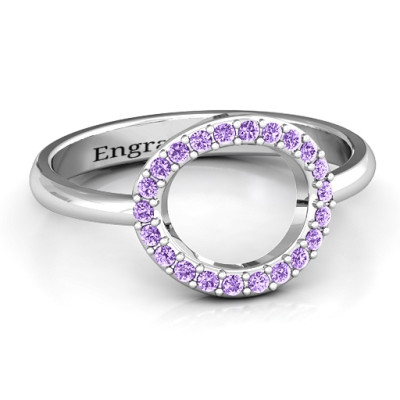 Sterling Silver Single Accented Circle Karma Ring - Name My Jewellery