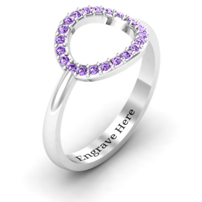 Sterling Silver Single Accented Circle Karma Ring - Name My Jewellery