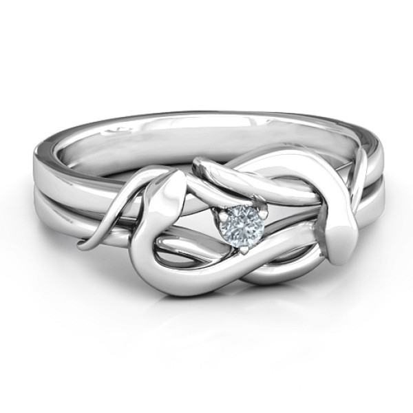 Sterling Silver Snake Lover's Knot Ring - Name My Jewellery