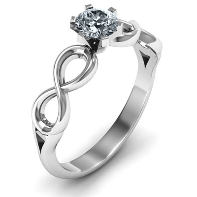 Sterling Silver Solitaire Infinity Ring - Name My Jewellery