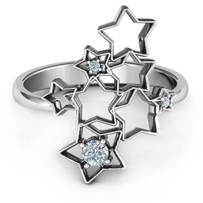 Sterling Silver Sparkling Constellation Ring - Name My Jewellery