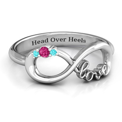 Sterling Silver Sparkly Love Infinity Ring - Name My Jewellery