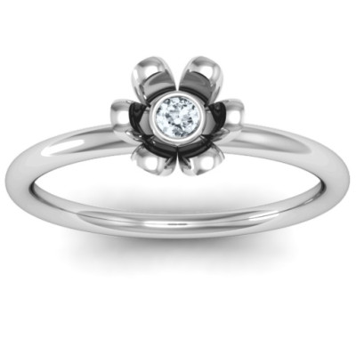 Sterling Silver Stone in 'Magnolia' Ring  - Name My Jewellery