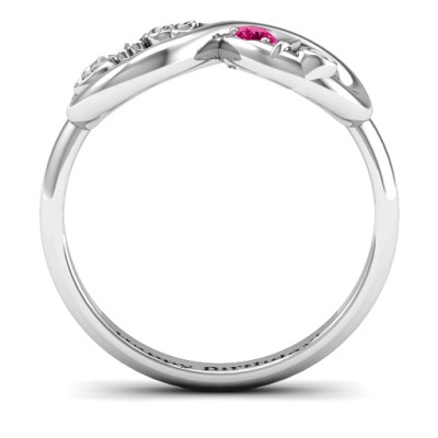 Sterling Silver Sweet 16 with Birthstone Infinity Ring  - Name My Jewellery