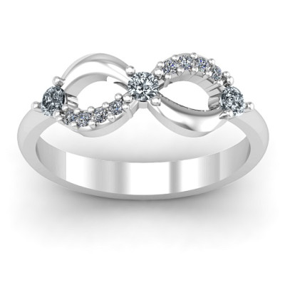 Sterling Silver Three Stone Infinity Ring with Accents  - Name My Jewellery