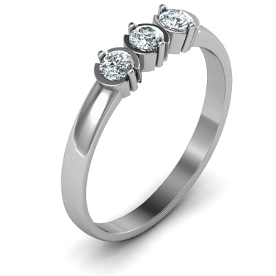 Sterling Silver Trinity Ring with Cubic Zirconias Stones  - Name My Jewellery