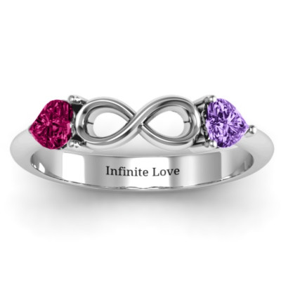 Sterling Silver Two Hearts to Infinity Ring - Name My Jewellery