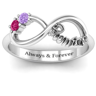 Sterling Silver Two Stone Promise Infinity Ring  - Name My Jewellery
