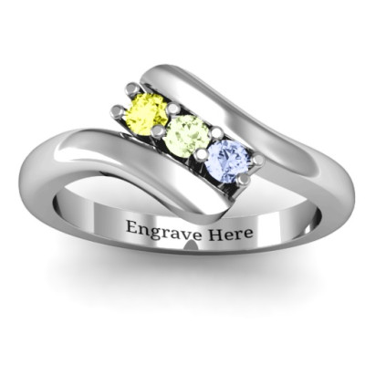 Three Stone Classic Bypass Ring  - Name My Jewellery