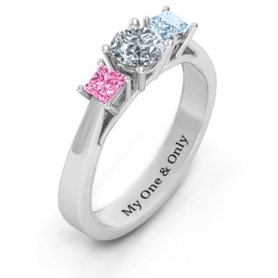Three Stone Eternity with Princess Accents Ring  - Name My Jewellery