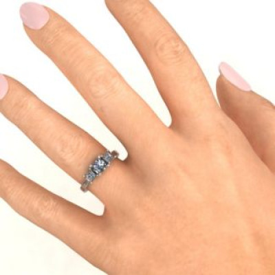 Three Stone Eternity with Princess Accents Ring  - Name My Jewellery