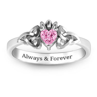Trinity Knot Heart Crown Ring - Name My Jewellery
