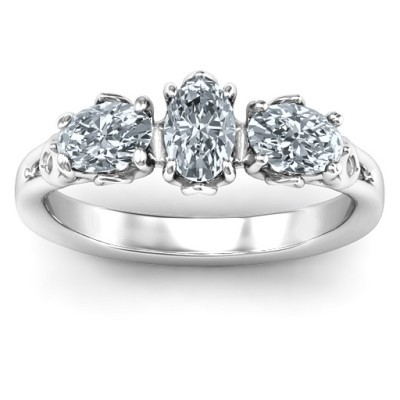 Triple Oval Stone Engagement Ring  - Name My Jewellery