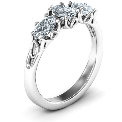 Triple Oval Stone Engagement Ring  - Name My Jewellery