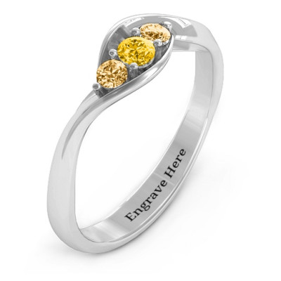 Triple Stone Swirl Ring  - Name My Jewellery