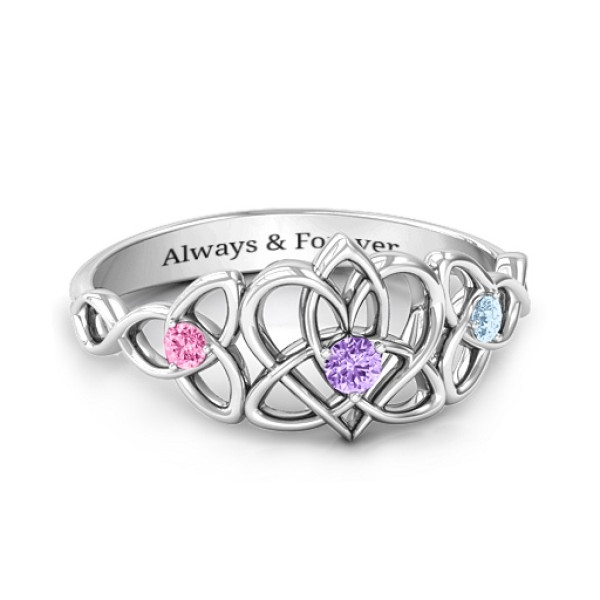 Triple Trinity Celtic Heart Ring - Name My Jewellery