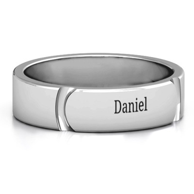 Tungsten Lysander Curved Groove Men's Ring - Name My Jewellery