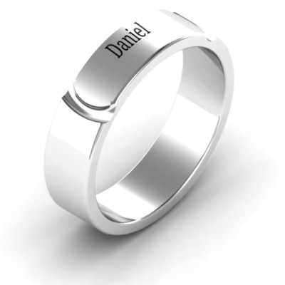 Tungsten Lysander Curved Groove Men's Ring - Name My Jewellery