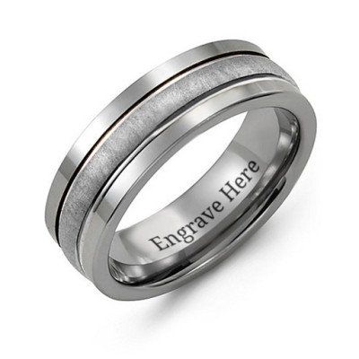 Tungsten Men's Brushed Centre Tungsten Band Ring - Name My Jewellery