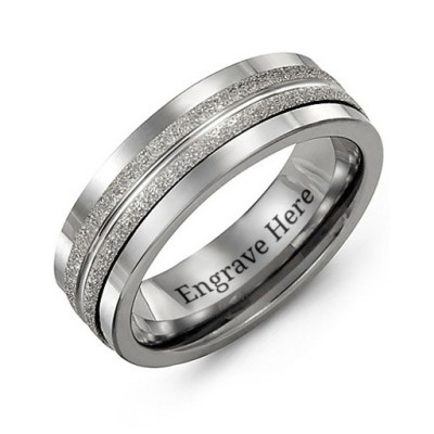 Tungsten Men's Double Row Brushed Tungsten Band Ring - Name My Jewellery