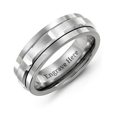Tungsten Men's Polished Centre Tungsten Band Ring - Name My Jewellery