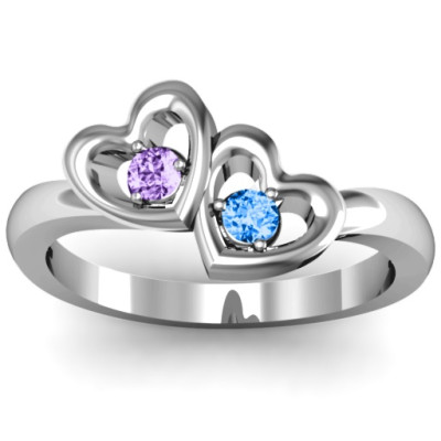 Twin Hearts Ring - Name My Jewellery