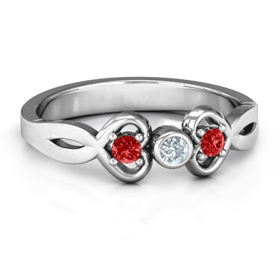 Twin Hearts with Centre Bezel Ring - Name My Jewellery
