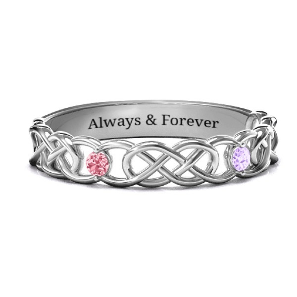 Two-Stone Interwoven Infinity Ring  - Name My Jewellery