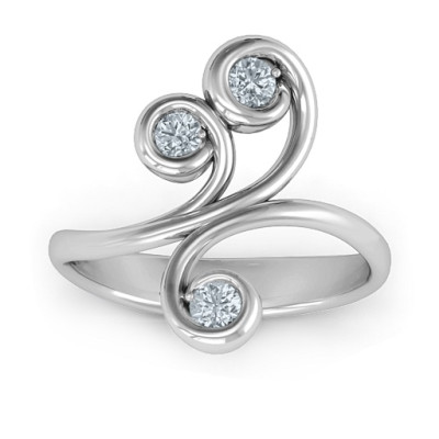 Whimsical Waves 3-Stone Ring  - Name My Jewellery