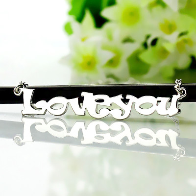 Cute Cartoon Ravie Font 18ct White Gold Plated Name Necklace - Name My Jewellery