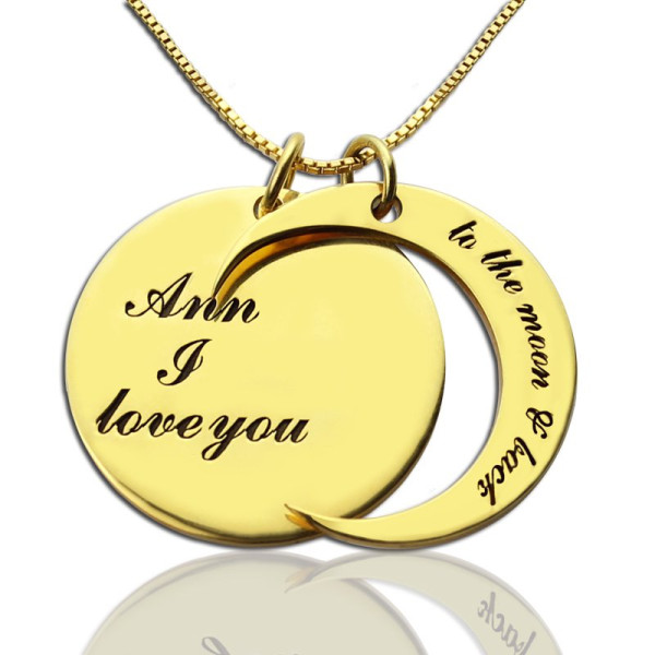 I Love You to The Moon and Back Love Necklace 18ct Gold Plated - Name My Jewellery