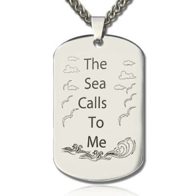Man's Dog Tag Ocean Theme Name Necklace - Name My Jewellery