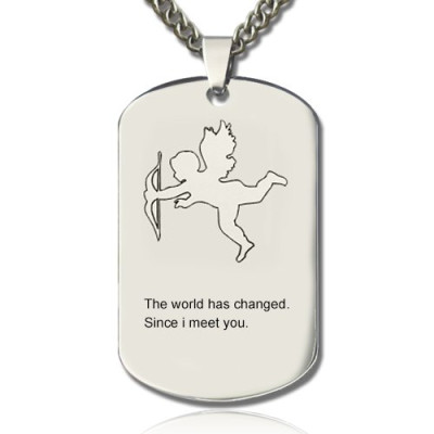 Cupid Man's Dog Tag Name Necklace - Name My Jewellery