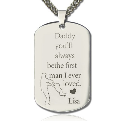 Father's Love Dog Tag Name Necklace - Name My Jewellery