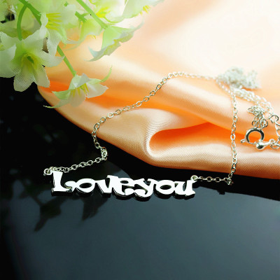 Cute Cartoon Ravie Font 18ct White Gold Plated Name Necklace - Name My Jewellery