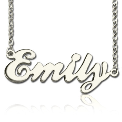 Cursive Script Name Necklace 18ct Solid White Gold - Name My Jewellery