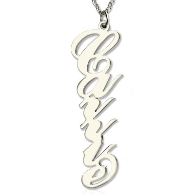Personalised Vertical Carrie Style Name Necklace Silver - Name My Jewellery