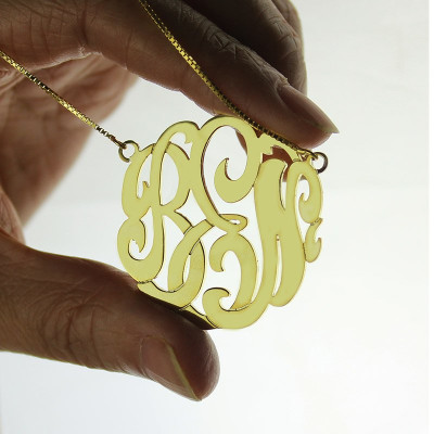 18ct Gold Plated Large Monogram Necklace Hand-painted - Name My Jewellery