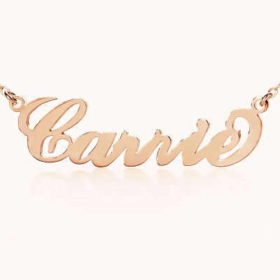 Personalised Carrie Name Necklace 18ct Solid Rose Gold - Name My Jewellery