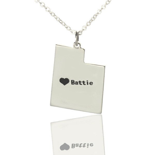 Utah State Necklaces With Heart  Name Silver - Name My Jewellery