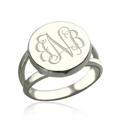 Sterling Silver Circle Monogram Signet Ring - Name My Jewellery