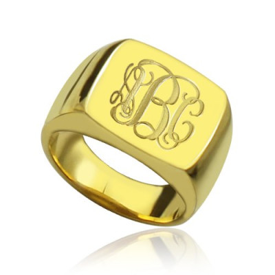 18ct Gold Plated Fashion Monogram Initial Ring - Name My Jewellery