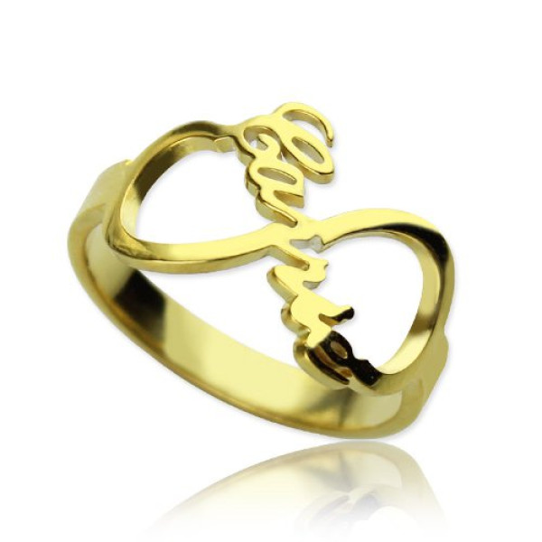 Custom Infinity Name Ring 18ct Gold Plated - Name My Jewellery