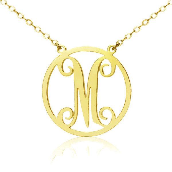 Solid Gold 18ct Single Initial Circle Monogram Necklace - Name My Jewellery