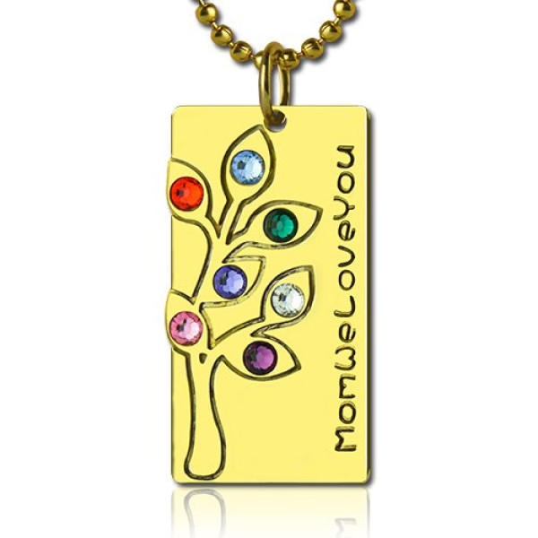 Mothers Birthstone Family Tree Necklace Sterling Silver  - Name My Jewellery