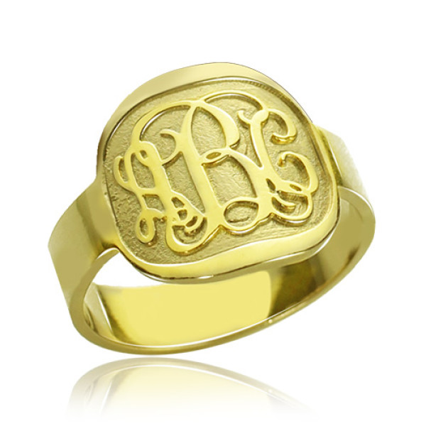 Engraved Designs Monogram Ring 18ct Gold Plated - Name My Jewellery