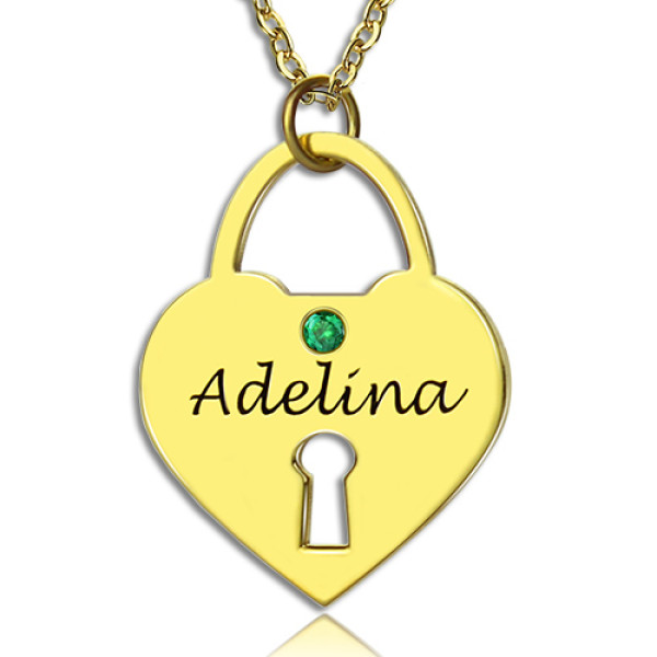 I Love You Heart Lock Keepsake Necklace With Name 18ct Gold Plated - Name My Jewellery